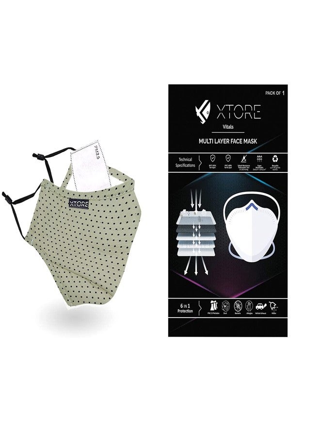 Xtore N-95 FDA CE Certified Antipollution cotton mask | Reusable | Washable | Pack of 1 (Polka Dot Light Brown) - Image 1