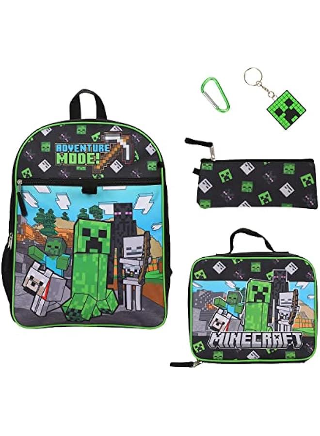 Arabest BIOWORLD Minecraft Adventure Mode 5-Piece Backpack Set (Little Big Kid), Green, One Size - Image 1