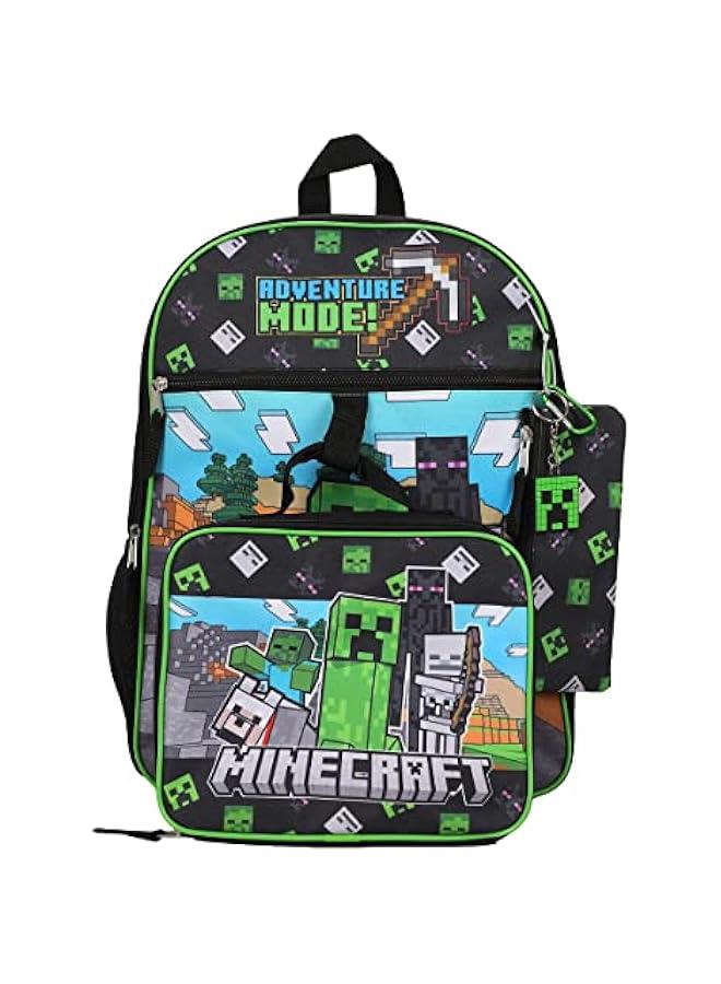 Arabest BIOWORLD Minecraft Adventure Mode 5-Piece Backpack Set (Little Big Kid), Green, One Size - Image 2