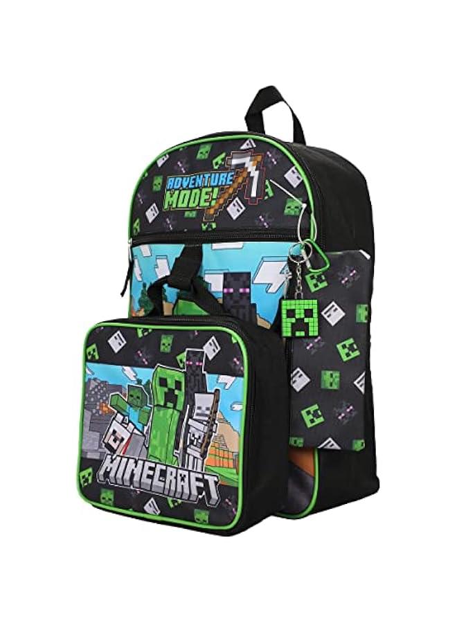 Arabest BIOWORLD Minecraft Adventure Mode 5-Piece Backpack Set (Little Big Kid), Green, One Size - Image 4