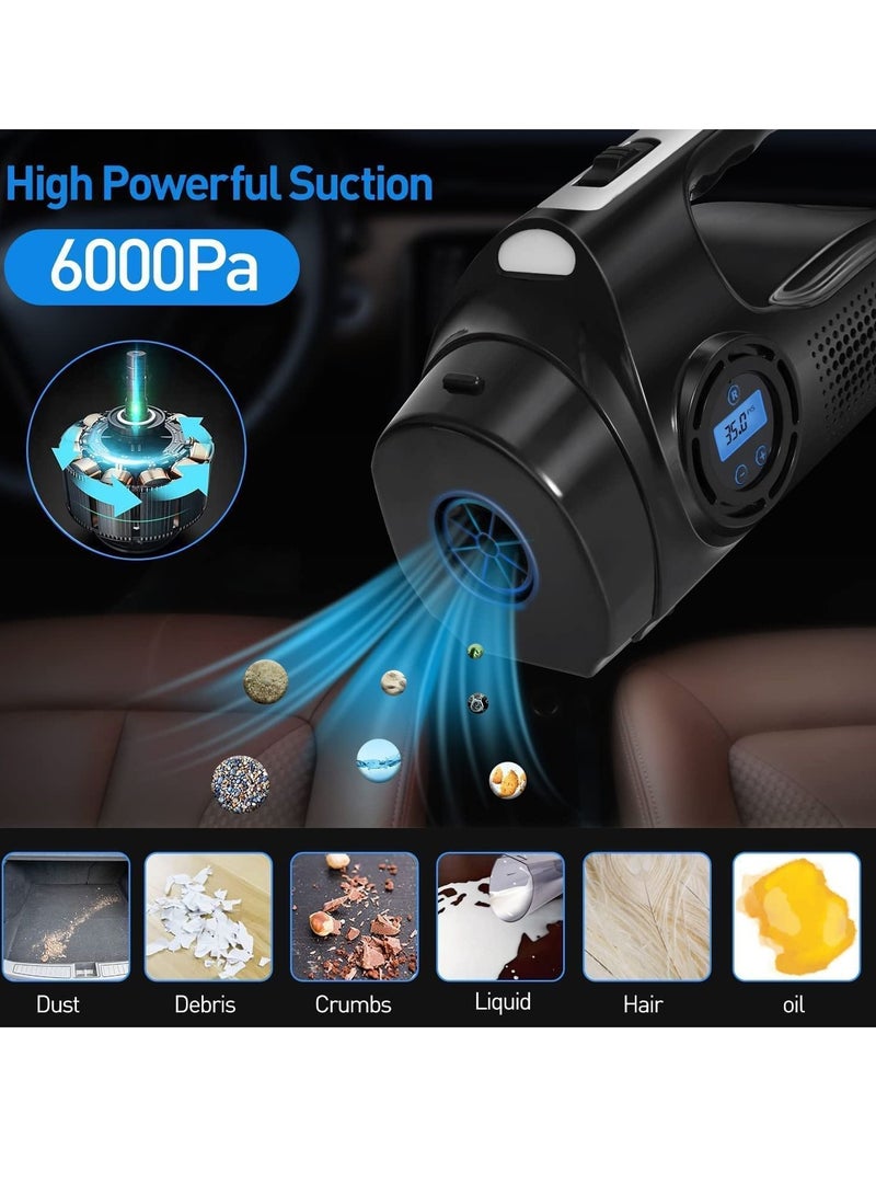 SYOSI Car Vacuum Cleaner Handheld Vacuum Cleaner for Car with Digital Air Compressor Pump 120W Powerful Hand-held Vacuum Cleaner 12V with LED Light Portable Wet Dry Car Vacuum 13 FT Cord Bag - Image 3
