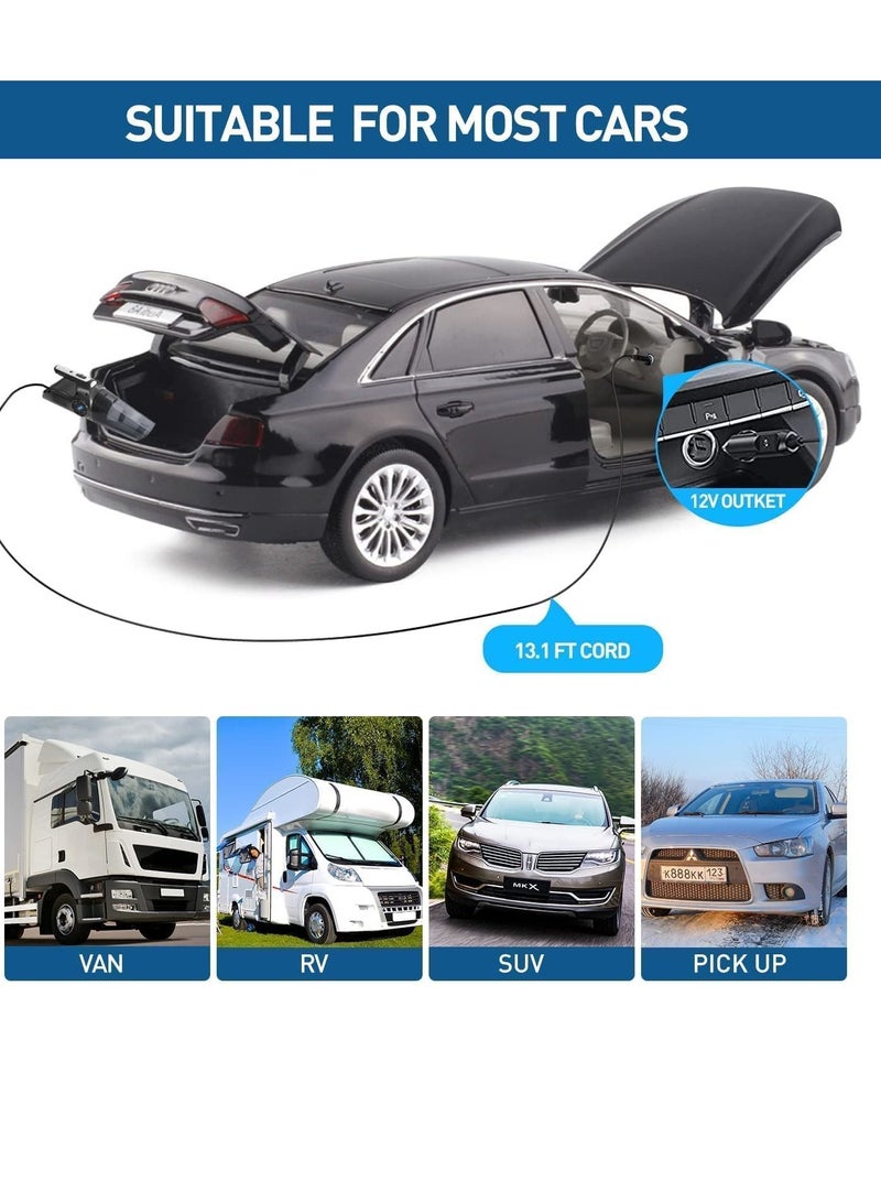 SYOSI Car Vacuum Cleaner Handheld Vacuum Cleaner for Car with Digital Air Compressor Pump 120W Powerful Hand-held Vacuum Cleaner 12V with LED Light Portable Wet Dry Car Vacuum 13 FT Cord Bag - Image 2
