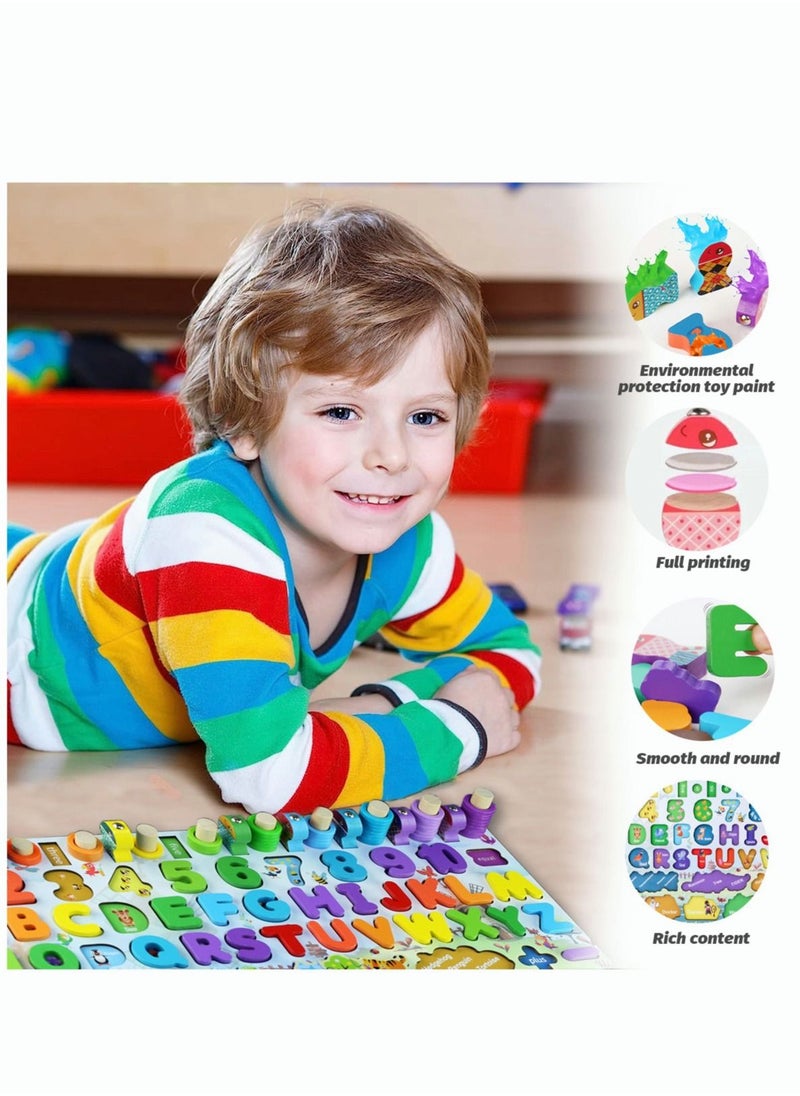 PYEBE - Wooden Number Puzzle for Kids Montessori Toys for Toddlers Learning Age 3 4 5 Years Old Wooden Counting Blocks Sorting Toys Shape Block Educational Toys Preschool Activities Stacking Toy - Image 1