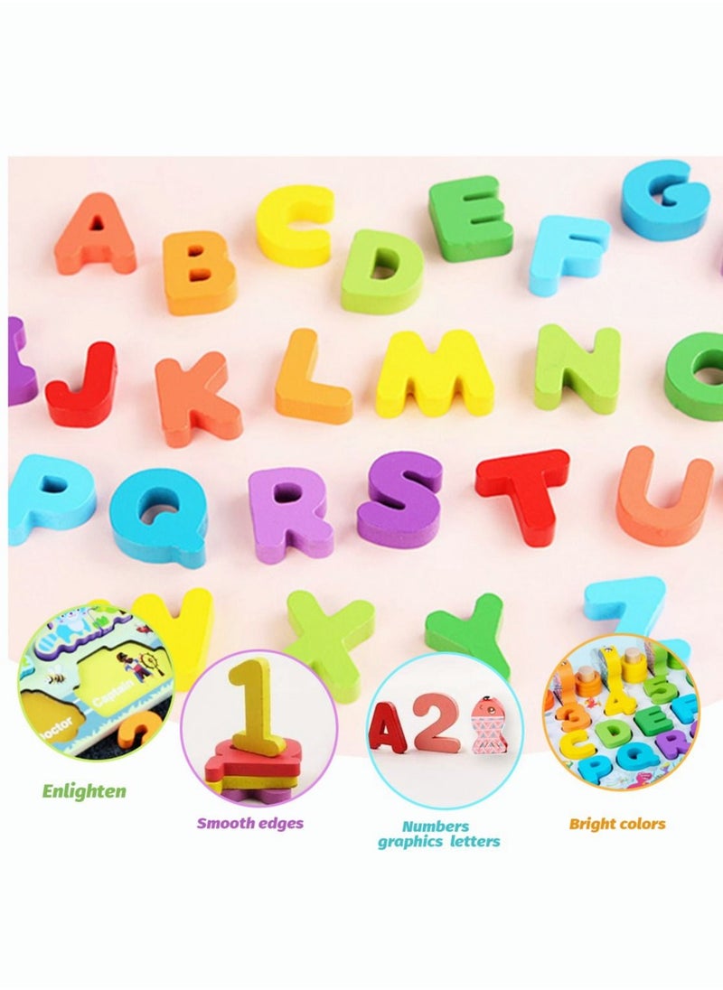 PYEBE - Wooden Number Puzzle for Kids Montessori Toys for Toddlers Learning Age 3 4 5 Years Old Wooden Counting Blocks Sorting Toys Shape Block Educational Toys Preschool Activities Stacking Toy - Image 1