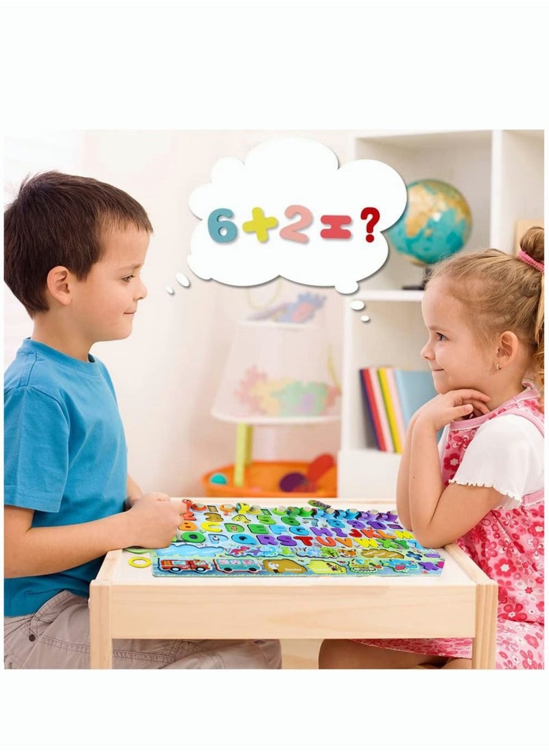 PYEBE - Wooden Number Puzzle for Kids Montessori Toys for Toddlers Learning Age 3 4 5 Years Old Wooden Counting Blocks Sorting Toys Shape Block Educational Toys Preschool Activities Stacking Toy - Image 1