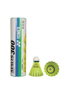 Yonex يونيكس مافيس 300 قبعة خضراء بطيئة لريشة الريشة 6 عبوات، أصفر 