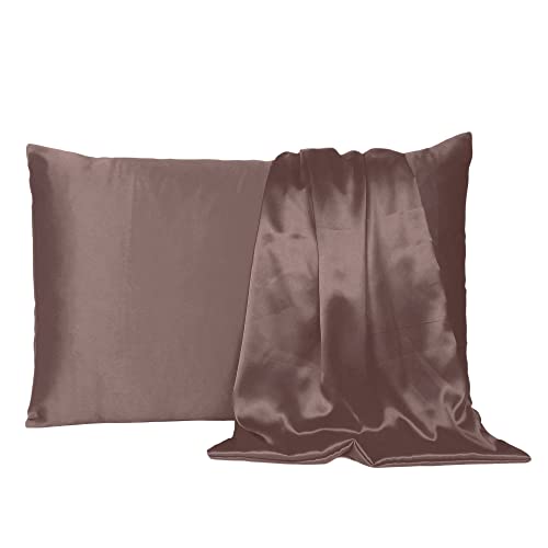 Oussum Satin Silk Pillowcase Pillow Case Covers with Envelop Closure for Hair and Skin Home Bed Decor Set of 2 Pillowcase Free 3 pcs scrunchies (Regular, Withered Rose) - Image 3