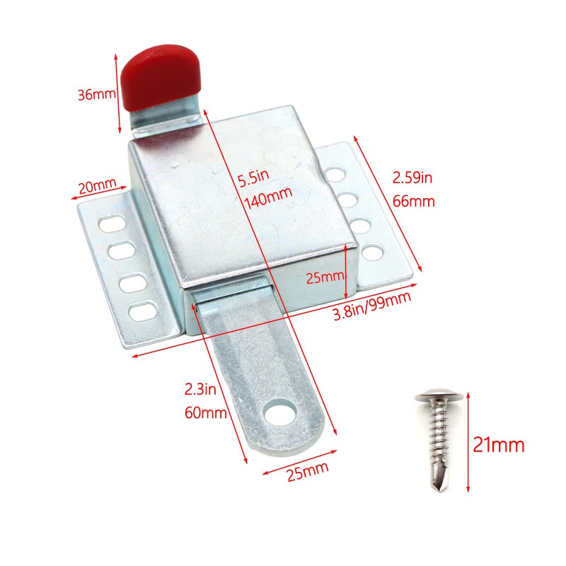 Xadnitu 1 Pack Heavy Duty Inside Deadlock, Galvanized Steel Garage Door Slide Lock for Most Garage Doors, Locking Sliding Latch for Manual Open - Image 2