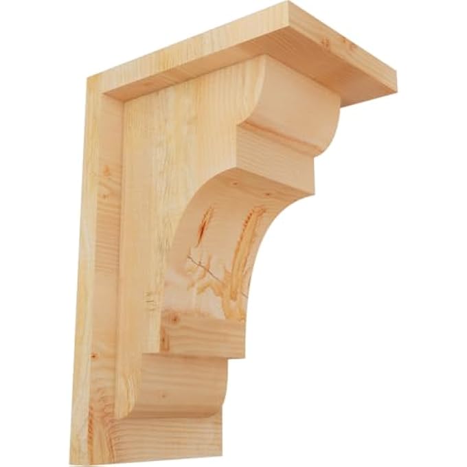 COR06X08X12NEB01RDF NEW BRIGHTON CORBEL W/BACKPLATE, 8"D X 12"H, 4"W DOUGLAS FIR (ROUGH SAWN) - Image 1