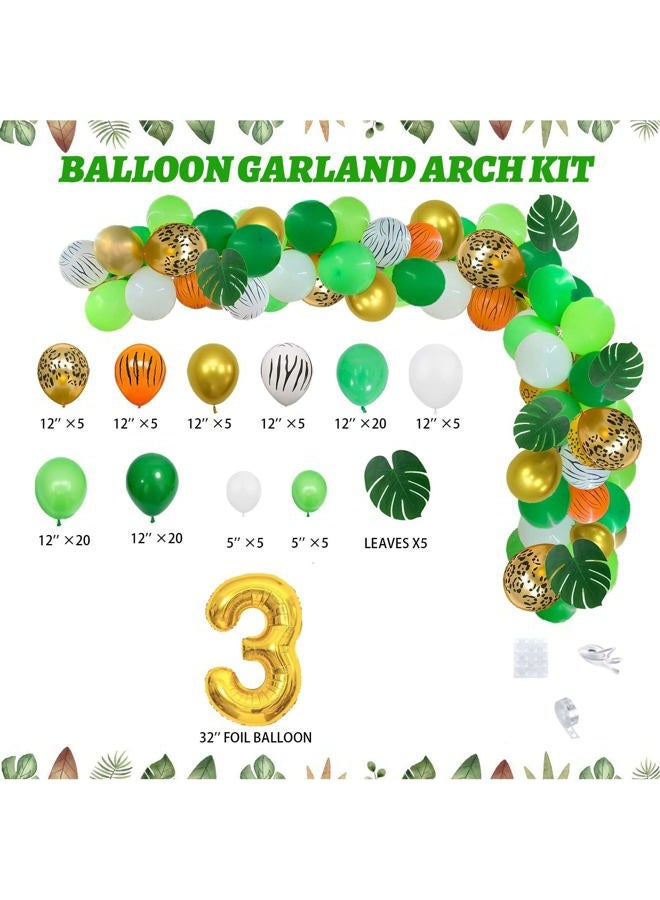 Fiesec 253 PCs Young Wild and Three Decorations Boy, Jungle Safari Animal Theme 3rd Birthday Party Supplies Boy Backdrop Balloon Garland Banner Cake Topper Plate Napkin Cup Straw Knife Fork Spoon - Image 4