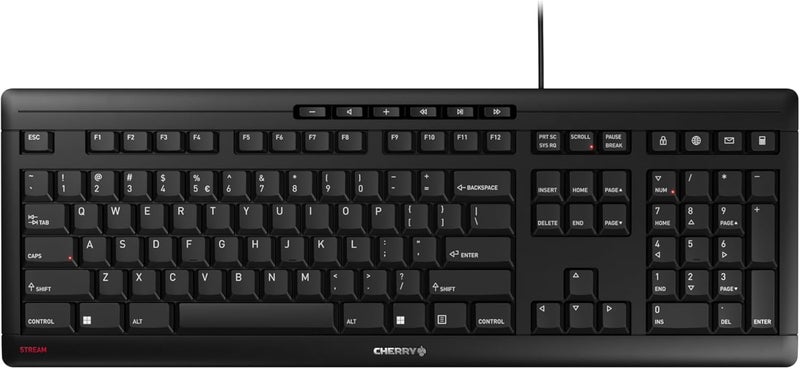 Cherry Stream Keyboard Wired USB SX Scissors Mechanism QWERTY Whisper-Quiet Silent Keystroke - Image 1