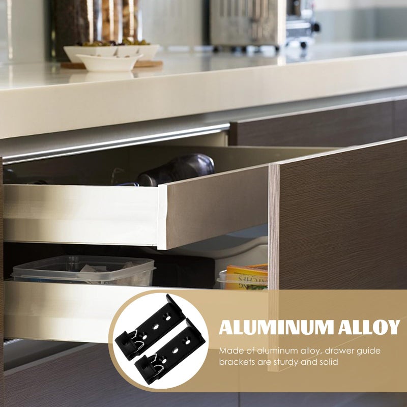 2PCS Aluminum Alloy Drawer Slide Brackets Rear Mount 20mm Hole Spacing with Butterfly Spring - Image 4