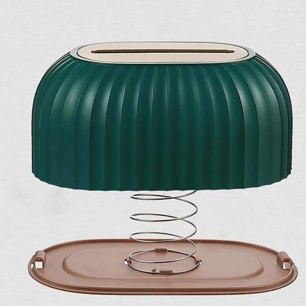 Hidak Striped Tissue Box Holder Automatic Spring Desktop Facial Paper Towel Dispenser Car Tissue Paper Dispenser Home Kitchen Tabel Office Hotel Hospitel - Image 4