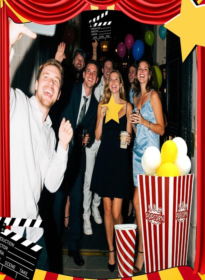 Weekgrat 38 Pcs Movie Night Decorations Popcorn Box with Balloons 3D Fake Drink Bucket Movie Clapboard Film Strip Photo Frame VIP Card Star for Theater Birthday Theme Party Decoration - Image 5