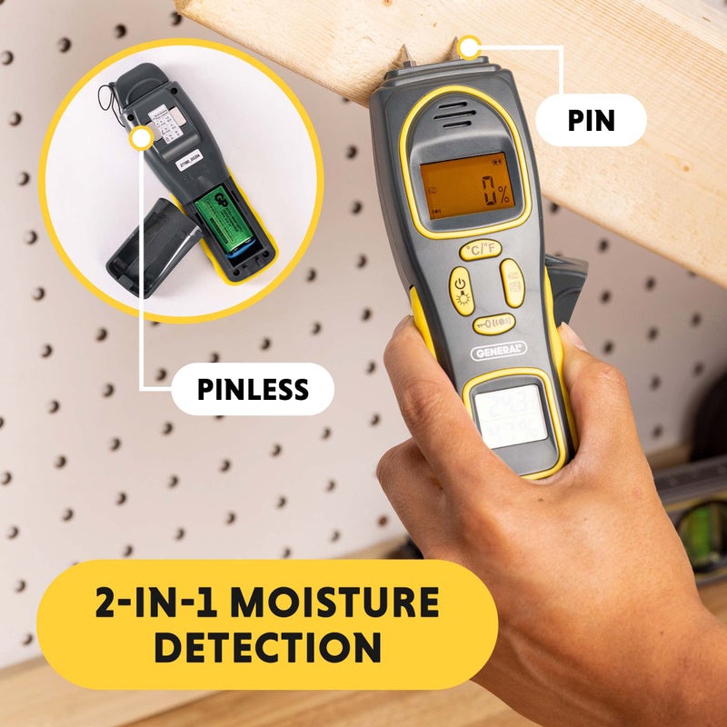 General Tools MMH800 Pin/Pinless Moisture Meter w/Temp and Humidity - Image 2