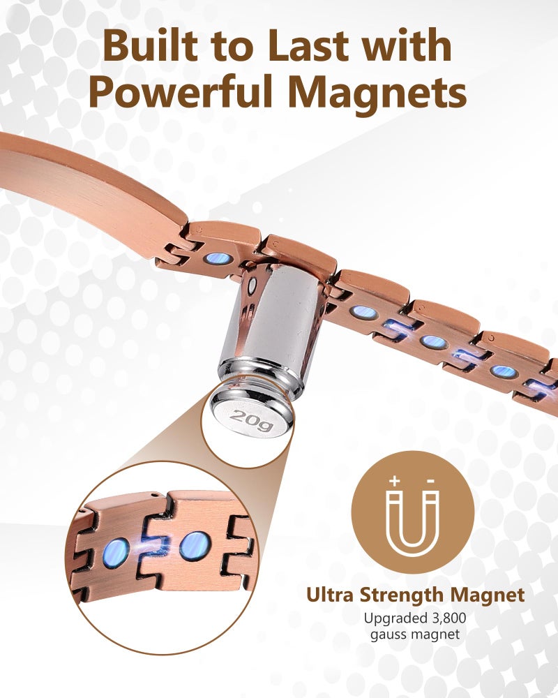 Feraco Copper Cross Bracelet for Men,Magnetic Therapy Cooper Bracelets with Magnets, Men's 99.99% Pure Copper Jewelry - Image 3