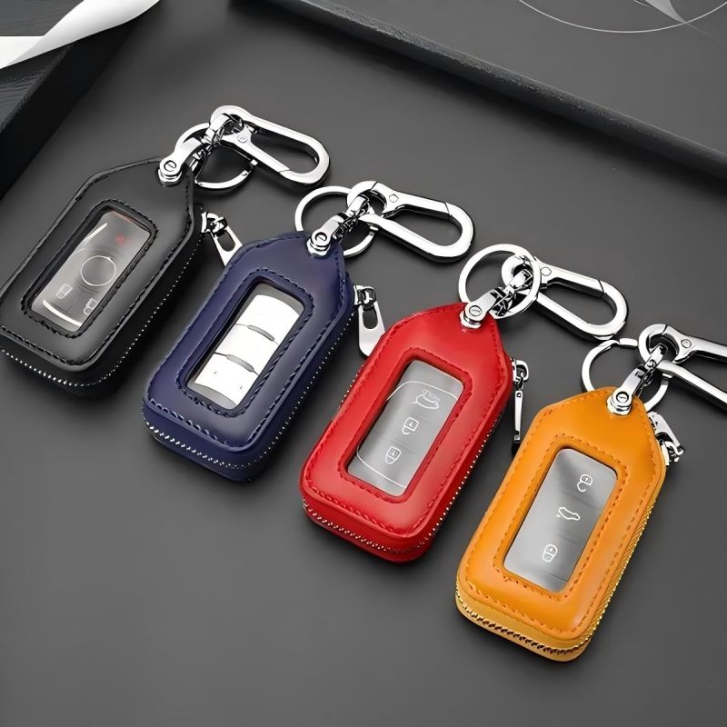 Car Key Case: 2.43 X 1.61 X 0.71 Inches Black Faux Leather - Anti-wear Anti-press Key Fob Cover for Most Car Keys, Men and Women - Image 4