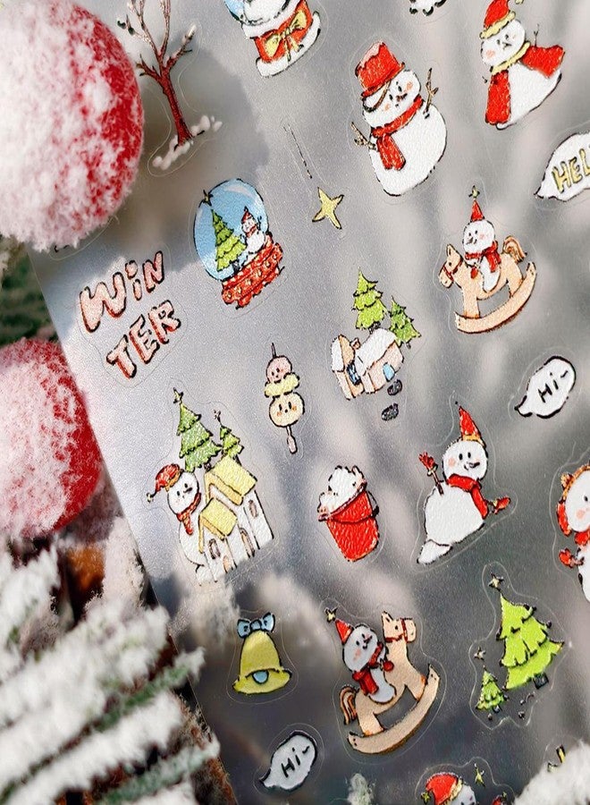 KKUUOO 5D Embossed Christmas Nail Stickers, Red Snowman & Christmas Tree Nail Decals, Self-Adhesive Nails Art Supplies for Women Girls and Kids - Image 4