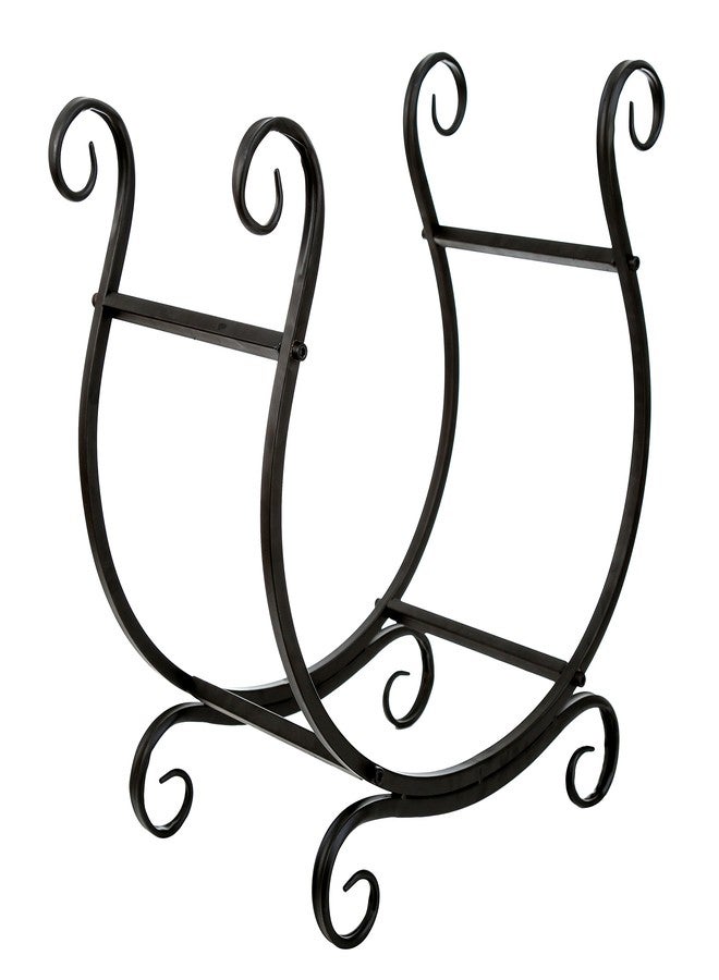 ماي جيفت رف حطب معدني أسود من ماي جيفت - حامل تخزين حطب قائم بذاته للمدفأة بتصميم زخرفي. - Image 5