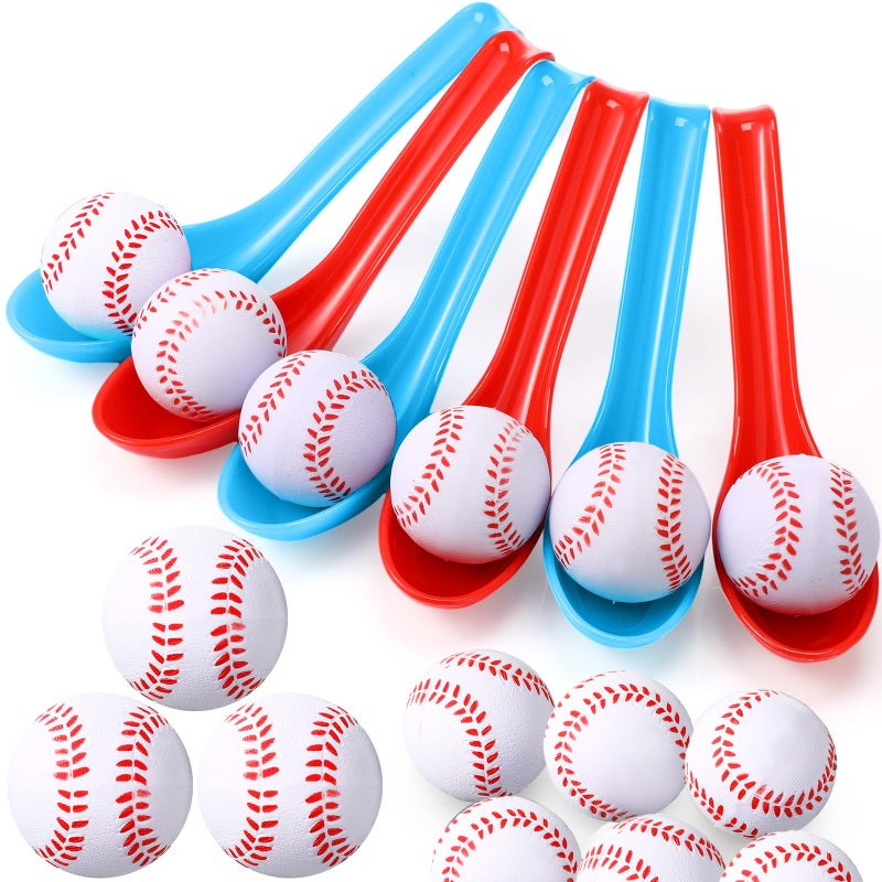 PullCrease 12 Pack Baseball Theme Party Game Spoon Relay Race Toy Set for Kids Adults Baseball Foam Ball and Spoon Race Game Decorations for Sports Party Indoor Outdoor School Class Birthday - Image 3