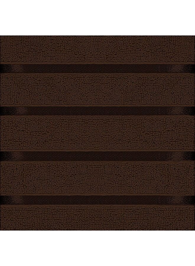 Utopia Towels 8-Piece Luxury Towel Set, 2 Bath Towels, 2 Hand Towels, and 4 Wash Cloths, 600 GSM 100% Ring Spun Cotton Highly Absorbent Viscose Stripe Towels Ideal for Everyday use (Dark Brown) - Image 3