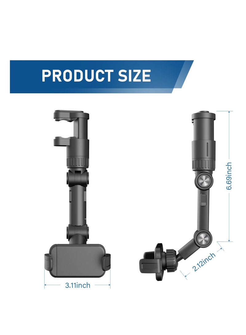 SOLARAE Rearview Mirror Phone Holder for Car, Universal Rotating Retractable Car Phone Holder, GPS Holder, Anti-Shake Multifunctional Design for Most Mobile Phone and Car Rearview Mirror (Black) - Image 3