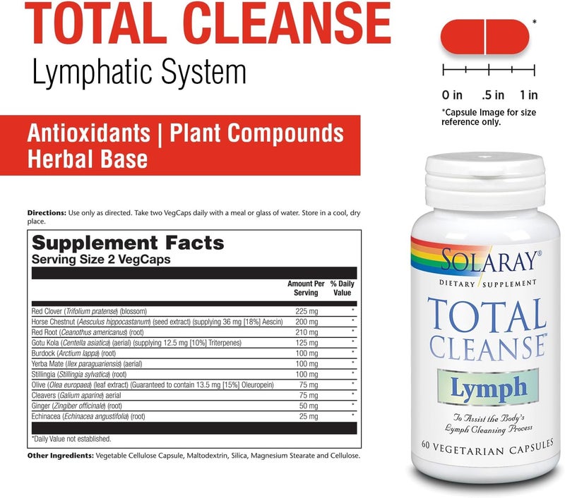 SOLARAY Total Cleanse Lymph Vegetarian Capsules - Image 2