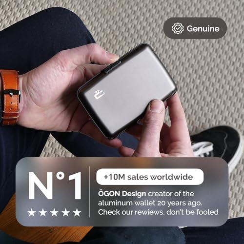 ÖGON -DESIGNS- Aluminum card holder, RFID Protection against fraud and demagnetization, Compact wallet, Smart Case STOCKHOLM V1 model (Aluminum Titanium) - Image 3