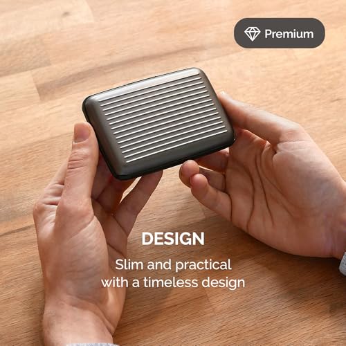 ÖGON -DESIGNS- Aluminum card holder, RFID Protection against fraud and demagnetization, Compact wallet, Smart Case STOCKHOLM V1 model (Aluminum Titanium) - Image 5