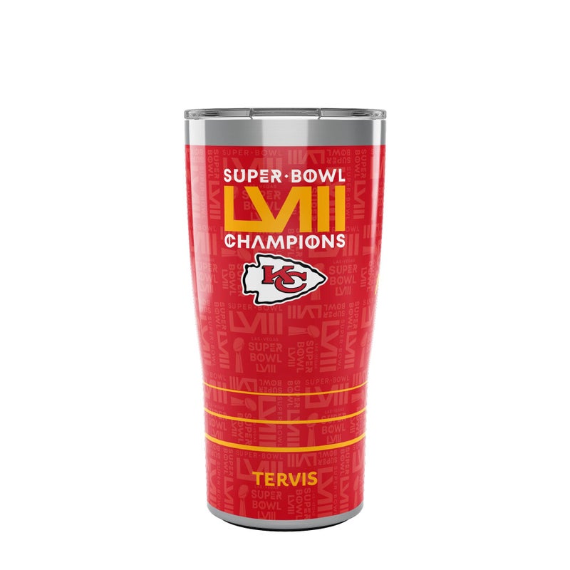 Tervis Traveler NFL Kansas City Chiefs Super Bowl 58 LVIII Champions Triple Walled Insulated Tumbler Travel Cup Keeps Drinks Cold Hot 20oz Stainless Steel