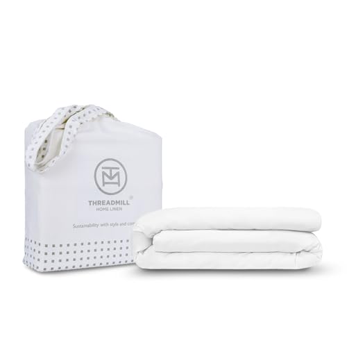 Threadmill White Cotton Duvet Cover Queen Size, Breathable Comforter Cover, Soft 1-Piece Cotton Queen Duvet Cover Hotel Style Light Weight with Strong Button Closure & Corner Ties, Fits Full Duvet - Image 1