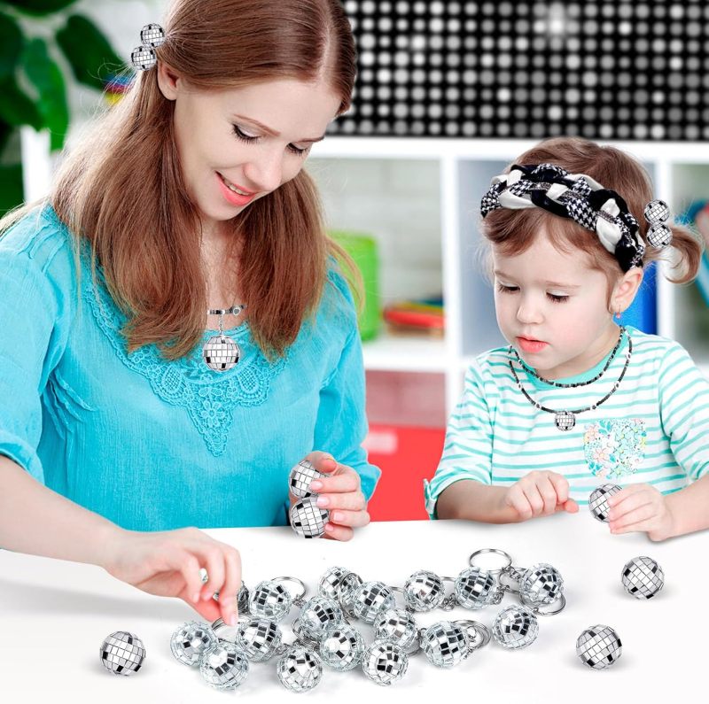 Mini Disco Ball Keychain Silver Mirror Ball Charm - Compact Portable Design for Party Favor Supplies - Image 5