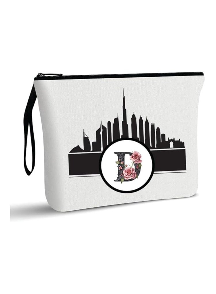 أفق دبي مع حقيبة مستحضرات التجميل الأولية ذات الحروف الأولى - حقيبة مكياج ذات الحروف الأولى - حقيبة مكياج أفق دبي - حقيبة مستحضرات التجميل للمسافرين - Image 1