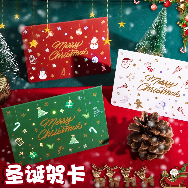 New Bronzing Christmas Greeting Card Creative Cartoon Christmas Tree Decoration Small Card Christmas Eve Blessing Card - Image 2