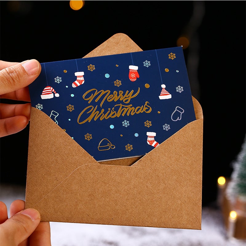 New Bronzing Christmas Greeting Card Creative Cartoon Christmas Tree Decoration Small Card Christmas Eve Blessing Card - Image 4