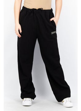 ESPRIT Women Regular Leg Embroidered Sweatpants, Black  - Image 1