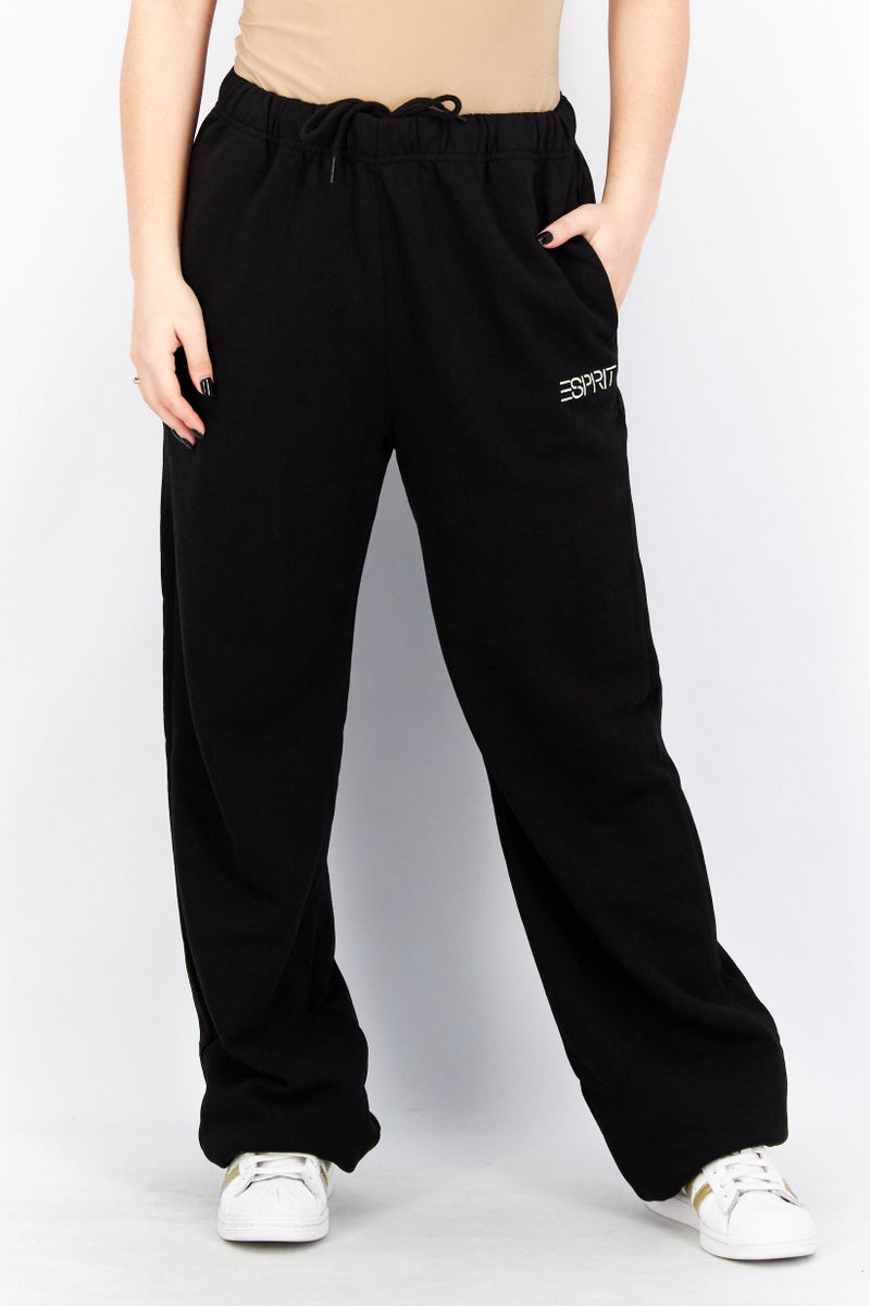 ESPRIT Women Regular Leg Embroidered Sweatpants, Black - Image 1