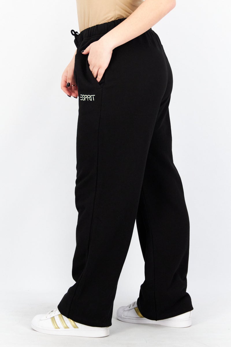ESPRIT Women Regular Leg Embroidered Sweatpants, Black - Image 4