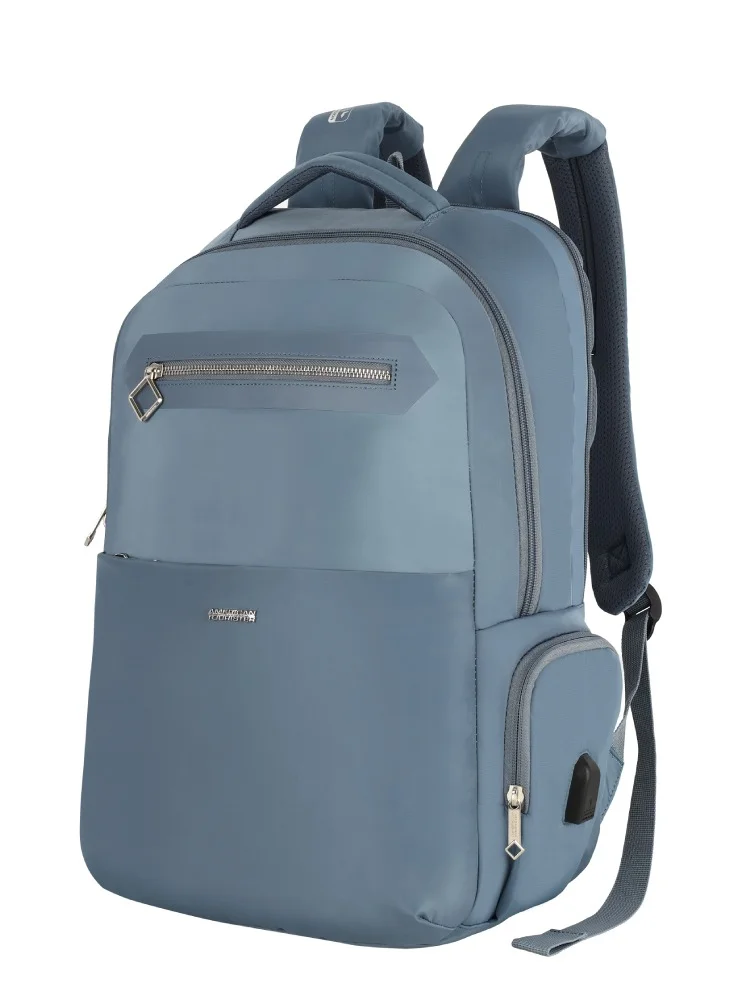 AMERICAN TOURISTER  JIT 15.6" Laptop Backpack 25L Capacity, Polyester, Mirage Blue|Lightweight|Ergo Back & Shoulder|Bottle Holder|Smart Sleeve|USB Port|Rain Cover - 1 Year International Warranty  | Best Price UAE