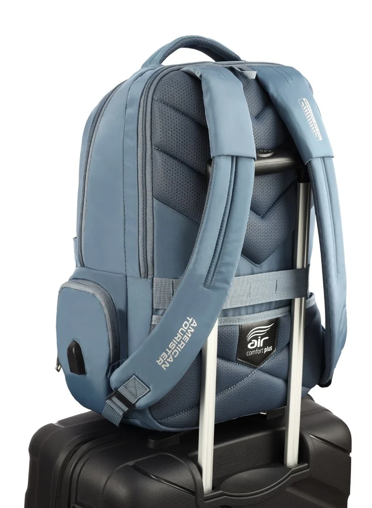 AMERICAN TOURISTER  JIT 15.6" Laptop Backpack 25L Capacity, Polyester, Mirage Blue|Lightweight|Ergo Back & Shoulder|Bottle Holder|Smart Sleeve|USB Port|Rain Cover - 1 Year International Warranty  | Best Price UAE
