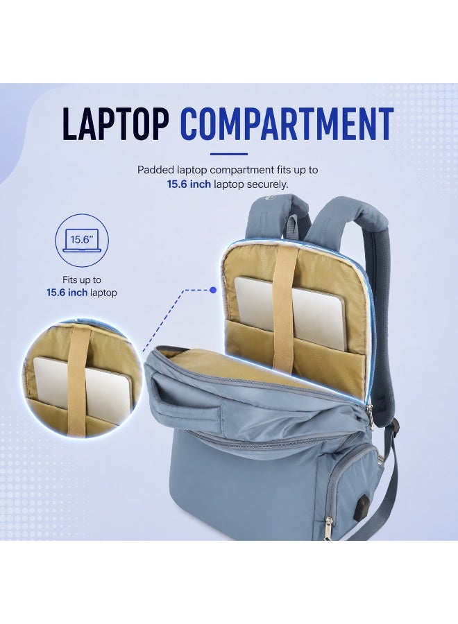 AMERICAN TOURISTER jit 15.6" laptop backpack 25l capacity, polyester, mirage blue|lightweight|ergo back & shoulder|bottle holder|smart sleeve|usb port|rain cover - 1 year international warranty - Image 3