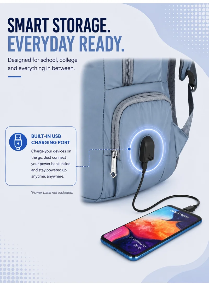 American Tourister Blue jit 15.6" laptop backpack 25l capacity, polyester, mirage blue|lightweight|ergo back & shoulder|bottle holder|smart sleeve|usb port|rain cover - 1 year international warranty for Men | Best Price UAE