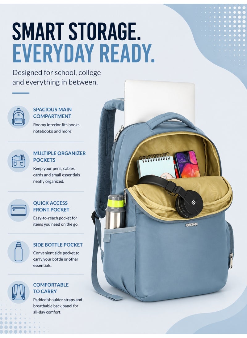 AMERICAN TOURISTER jit 15.6" laptop backpack 25l capacity, polyester, mirage blue|lightweight|ergo back & shoulder|bottle holder|smart sleeve|usb port|rain cover - 1 year international warranty - Image 2