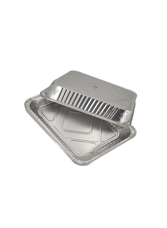 إس إن إتش باكينج حاويات مستطيلة من الألومنيوم يمكن التخلص منها 1850 مل مع أغطية أوعية صواني رقائق الألومنيوم شديدة التحمل مع أغطية للوحة للطبخ والتحميص والخبز - عبوة من 10 قطع.  - Image 4