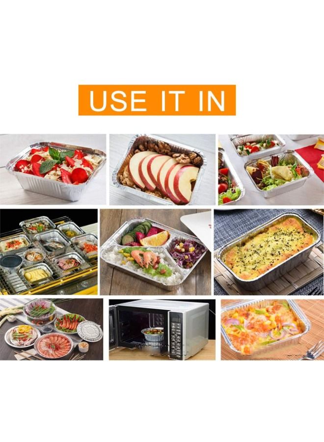 إس إن إتش باكينج حاويات مستطيلة من الألومنيوم يمكن التخلص منها 1850 مل مع أغطية أوعية صواني رقائق الألومنيوم شديدة التحمل مع أغطية للوحة للطبخ والتحميص والخبز - عبوة من 10 قطع.  - Image 3