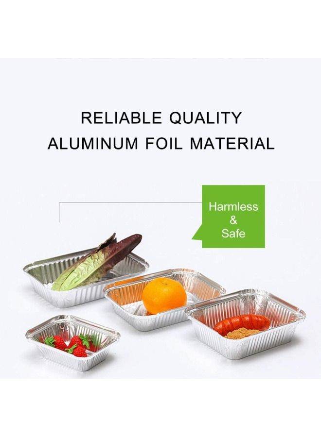 إس إن إتش باكينج حاويات مستطيلة من الألومنيوم يمكن التخلص منها 1850 مل مع أغطية أوعية صواني رقائق الألومنيوم شديدة التحمل مع أغطية للوحة للطبخ والتحميص والخبز - عبوة من 10 قطع.  - Image 2