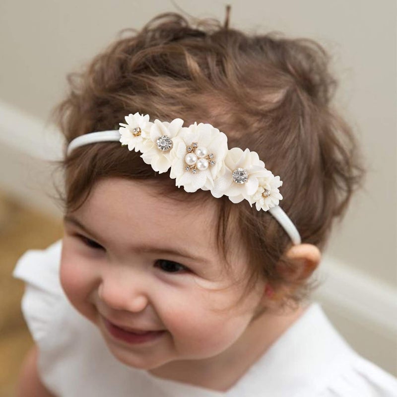 BFNAAgirl Baby Girl Floral Headband Nylon Flower Crown Elastic Hairband 3pcs Hair Accessories Gift for Girls 30 - Image 3
