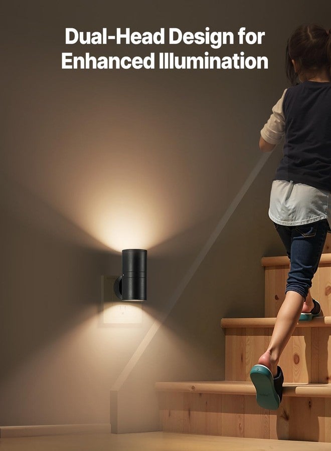 VEVOR LED Night Lights, 0-60LM Adjustable Brightness, Modern Night Lights Plug into Wall, Dusk to Dawn Sensor, 3000K Soft Warm White for Hallway Bathroom Stairway Bedroom, Black, 2 Pack - Image 4