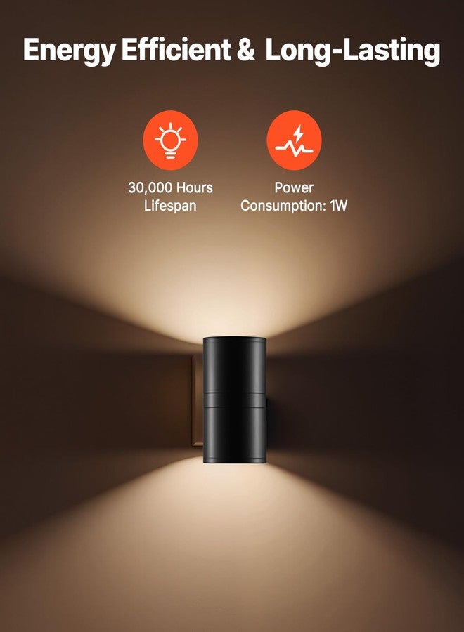 VEVOR LED Night Lights, 0-60LM Adjustable Brightness, Modern Night Lights Plug into Wall, Dusk to Dawn Sensor, 3000K Soft Warm White for Hallway Bathroom Stairway Bedroom, Black, 2 Pack - Image 5