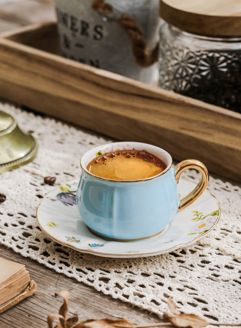 Shuer Ceramic Coffee cup, Espresso cup，Arabic coffee cup，Turkish coffee cup, Cup and Saucer Set Suitable for Home Office Restaurant Gifts Garden Party Home Afternoon Tea Set - Image 1